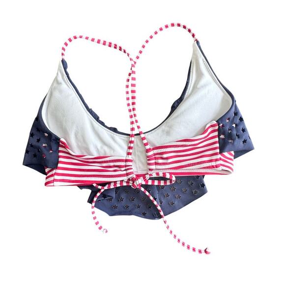XHILERATION Target Red White and Blue Stars and Stripes USA Bikini Top Sz M - Picture 4 of 9